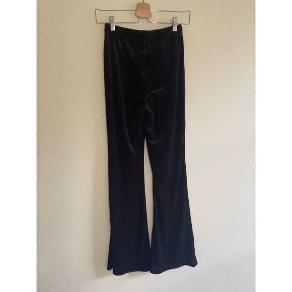 H&M Women Ribbed Pull On Size Small High Rise Flared Velour Pants Loungewear - Picture 2 of 7